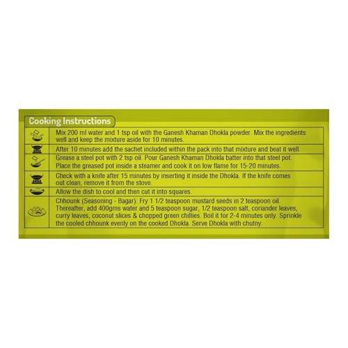Image of Ganesh khaman dhokla 200 gram (pack of 5) mix instant breakfast mix quick breakfast instant ready to cook mix pure veg indian snack mix