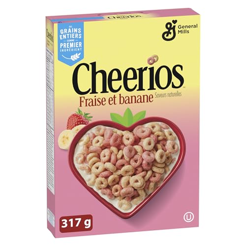 CHEERIOS Naturally Flavoured Strawberry Banana Cereal Box, Whole Grain is the First Ingredient, No Artificial Colours, No Artificial Flavours, Made with Real Fruit Puree, 317 Grams Package of Cereal - Image 3