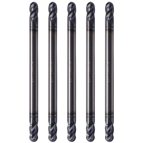 Image of BestParts 5Pcs 1 /8 inch Solid Carbide Ball Nose End Mills - Double End - AlTiN Coated, 4 Flute, 30 Degree Helix, 1 /8 inch Cutting Diameter, 1 /8 inch Shank Diameter, 1 /4 inch Length of Cut, 2 inch Overall Length