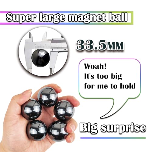 YANZHE Cool Giant Magnetic Stone Balls Fidget Toy for Adults, Large Magnetic Stone Balls Fidget Toy, Magnet Beads for Desktop Decoration and Stress Relief, Anti-Anxiety Gift (Black 5 Pack)