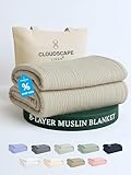 Cloud Scape Linen 8-Layer Muslin Blanket Queen Size - 100% Cotton, Soft and Breathable, Oversized Winter Blanket, Fits up to Full Size Bed, 92x92, Fog