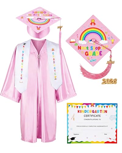 Vivrerizo - Vivrerizo Kindergarten Graduation Cap and Gown - Pink Preschool Graduation Outfit with Stole and Certificate for 2026 - Best Deal on Amazon