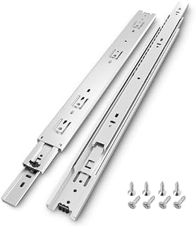 AOLISHENG Stainless Steel Drawer Runners Drawer Slides 600mm 45kg Load Capacity Heavy Duty Draw Sliders Full Extension Ball Bearing Kitchen Cabinet Replacement Draw Runners Side Mount 1 Pair
