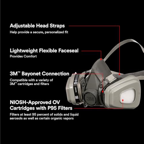 Image of 3M P95 / Organic Vapor Paint Project Reusable Respirator 6311, Large Size, NIOSH-APPROVED