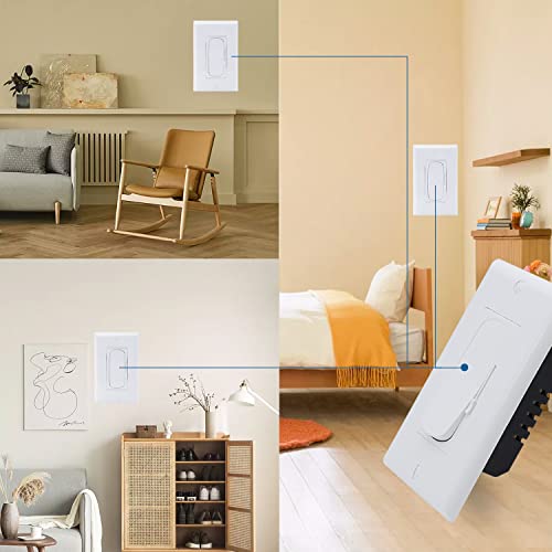 Bolrant Single-Pole Or 3-Way,Dimmer Switch For Dimmable Led,Compatiable With Cfl(C.l) Led, Wall Dimmer Switch, Halogen And Incandescent Bulbs 600W Max,120V Ac, White,With Wallplate #TOP5