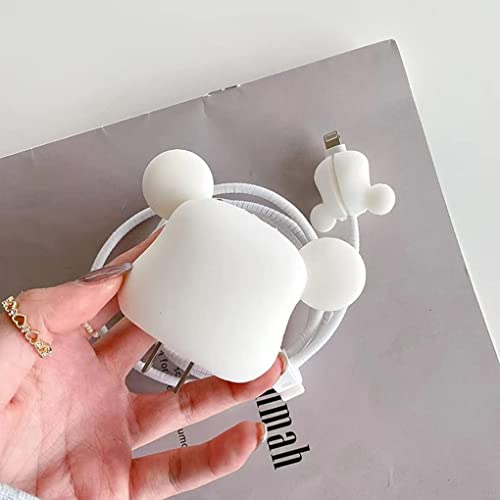 Image of Protective Charger Case for iPhone 18W 20W iPhone 16 15 14 13 12 11 Pro Max Charging Cable Charger Protective Cover Data Cable Protective Sleeve-White Bear