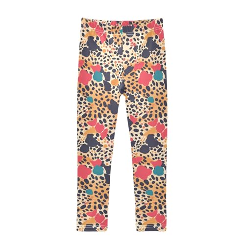 KLL Abstract Leopard Cheetah Skin Shapes Toddler Girl Basic Leggings Soft High Waisted Lounge Pants Gym