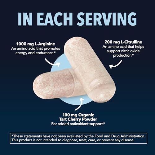 Image of L-Arginine Capsules with L-Citrulline - Nitric Oxide Supplement - L Arginine and L Citrulline Blend - 60 Count - Vegan, Non-GMO Capsules for Performance, Endurance and Muscle Support - 1 Month Supply