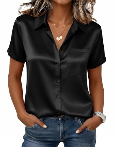 Zeagoo Short Sleeve Button Down Top