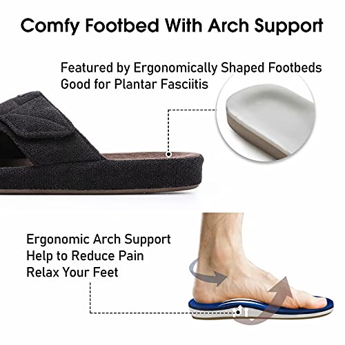 House Slippers for Men, Open Toe | Adjustable | Low Arch Support | Rubber Sole | Indoor Outdoor3