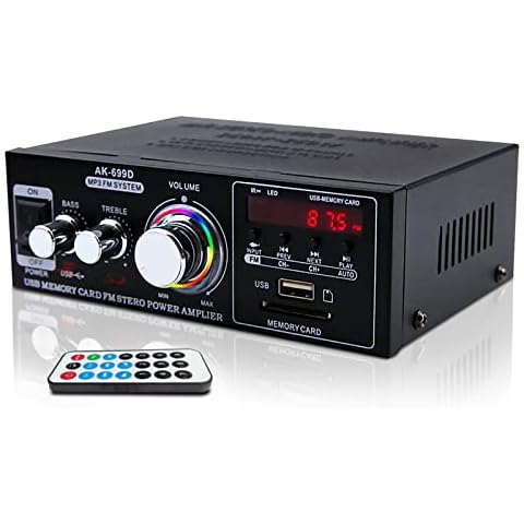 Bluetooth 5.0 Audio Amplifier, Digital Amp 2.0 Channel 100W, 2 Channel Stereo Wireless Hi-Fi Receiver USB SD AUX, for Home Speakers Theater Entertainment Cover