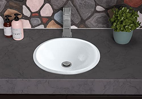 Monarch Abode 19003 Classic White Hand Hammered Oval Drop-In Bathroom Vanity Sink (17 Inches) #TOP3