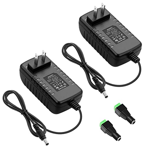 ALITOVE 24V 1A Power Supply Adapter 4.92Ft Cord 100~240V AC to DC 24 Volt 24W 1000mA 800mA 650mA 500mA Transformer Converter 5.5mm x 2.5mm 2.1mm Tip for CCTV Camera DC Motor Water Pump (2 Pack)