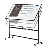 Large Mobile Rolling Magnetic Whiteboard - Adjust 360° 70 x 36 Inches Double Sided Dry Erase Board...