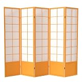 Oriental furniture 6 ft. Tall Zen Shoji Screen – Miel – 5 paneles