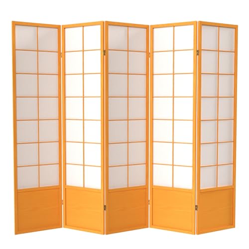 Red Lantern 6 ft. Tall Zen Shoji Screen - Honey - 5 Panels