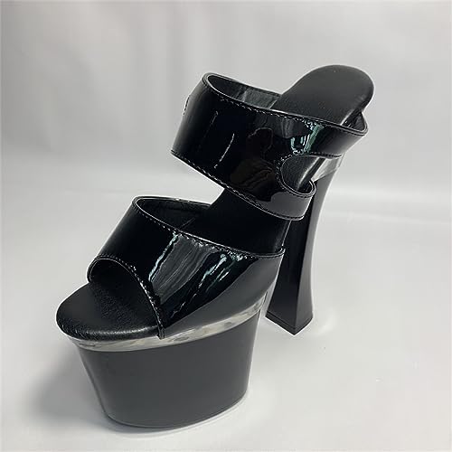 Talons Hauts 20cm Femmes Mules Noires à Plateforme