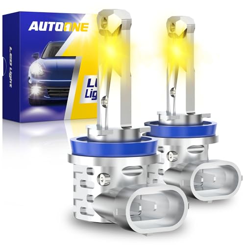 AUTOONE H8 H11 H16 LED Yellow Fog Light Bulbs or DRL, 3000K Super Bright for Automotive Fog Lamp Replacements, Plug and Play, Pack of 2 by AUTOONE - Used condition - CA$22.85