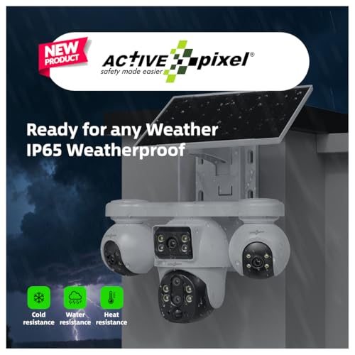 Image of Active Pixel 4G 4MP Solar Security Camera Outdoor | 4 Camera Setup with 8X Zoom PTZ Main Lens 360 Pan Tilt | Dual Screen View | SIM Supported No WiFi CCTV | Color Night Vision | AI Motion Detection