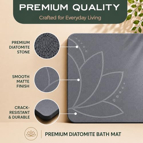 JapandiSpirit Stone Bath Mat, Diatomaceous Earth, Quick Dry - East Lotus by JapandiSpirit - Used condition - Image 3