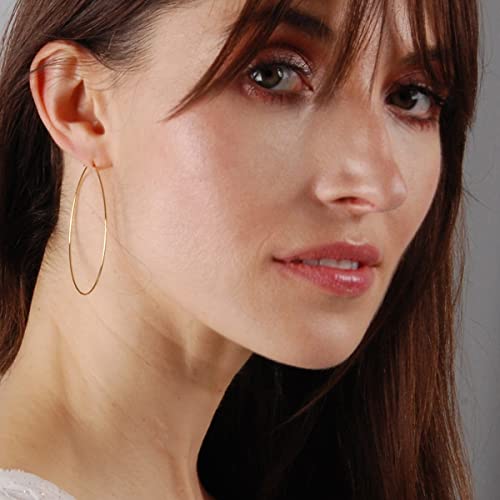 Humble Chic Large Hoop Earrings For Women - Hypoallergenic Lightweight Wire Threader Loop Drop Dangles, Safe For Sensitive Ears, 18K Yellow - 2 Inch, Gold Plated, Big Hoops, 50Mm #TOP7