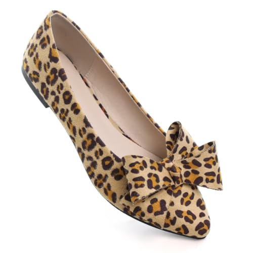 Image of TN TANGNEST Flats Shoes Women Comfort Casual Loafers | Classic Pointed Toe Bowknot Flats Cute Slip On Flats, Wear to Work Travel Walk