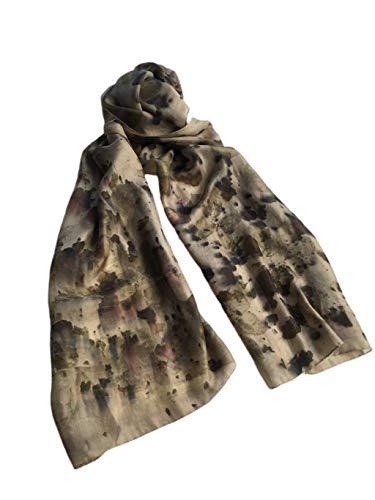 Ecoprint Handmade Unique Silk Scarf For Women Plant Print"Angel" #TOP1