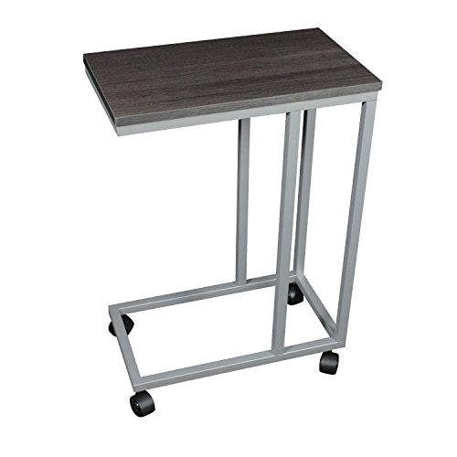 Ckp The Austin C Table/End Table/Laptop Stand, Zebra Wood Finish Laminate Top/Silver Base With Casters #TOP2