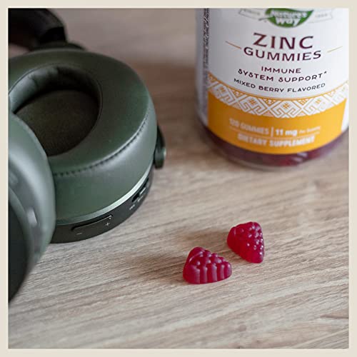 Nature’s Way Zinc Gummies, Supports Immune Function*, 11 Mg Per Gummy, Mixed Berry Flavored, 120 Gummies #TOP6