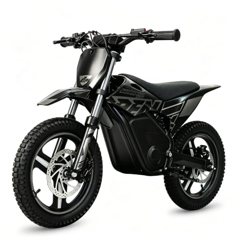 Image of RFN SX-E500 Kids Electric Dirt Bike, 14-Inch Electric Motorcycle with 700W Peak Brushless Motor, 21.7 MPH Max Speed, 15.5-Mile Range, Hydraulic Disc Brakes, Ages 6-10, Black