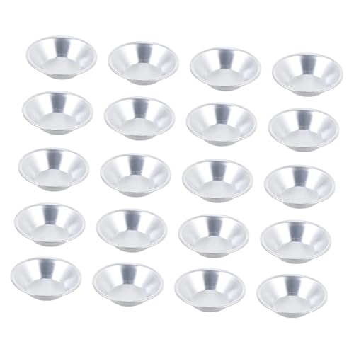 BAZEITFLOW 20Pcs Aluminum Alloy Egg Tart Molds Non-Stick Baking Pudding Tartlet Cupcake Moulds for Home Kitchen Bakery Restaurant Desserts