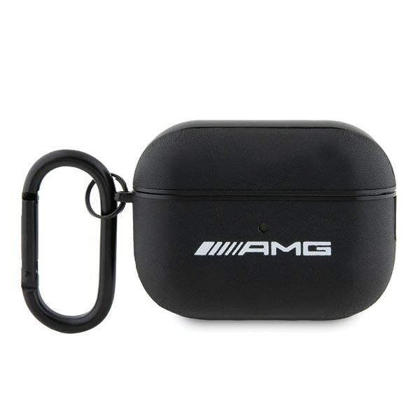 AMG AMAP2SLWK Étui de protection pour AirPods Pro 2 avec logo en cuir noir et blanc