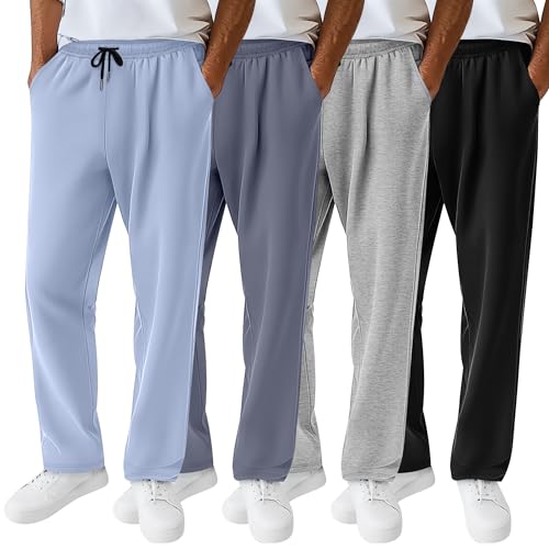 Neer 4 Pack Men's Sweatpants Athletic Drawstring Open Bottom Pants Workout Running Lounge Pants with Pocket for Men