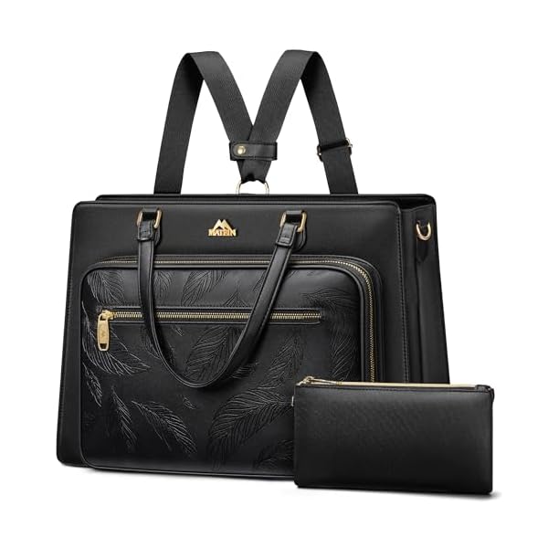 MATEIN Convertible Briefcase Backpack for Teacher, 3 in 1 Purse Women Tote Bag Fits 15.6" Laptop, Waterproof Leather Backpack Tote, Womens Laptop Tote Bag for Work College, 2 pcs set