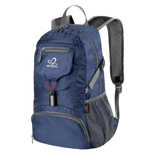 WATERFLY Small Lightweight Packable Backpack: 20l Ultra Light Foldable Travel Hiking Camping Daypack Day Pack for Man Woman Dark Blue