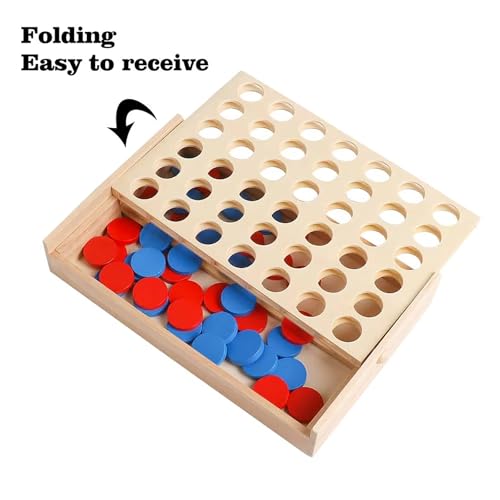 Juego clásico de estrategia 4 en línea de madera miniatura 6