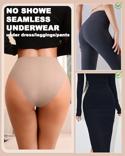 ASIMOON High Waisted Seamless Womens Bikini Underwear No Show Postpartum High Cut Cheeky Ladies Panties 4 Pack3