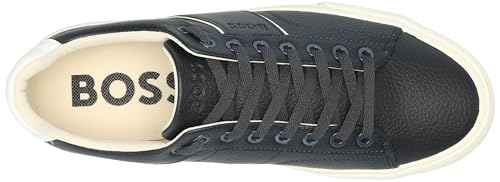 Image of BOSS Men's Aiden Logo Block Leather Low Top Sneakers | Casual Shoes