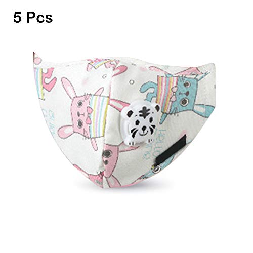 Eon Systems Máscaras de Algodón Para Niños P-M-2.5 Máscaras de Filtro Protección Función Adecuado Para Viajes al Aire Libre 5 Piezas?Patrón aleatorio?