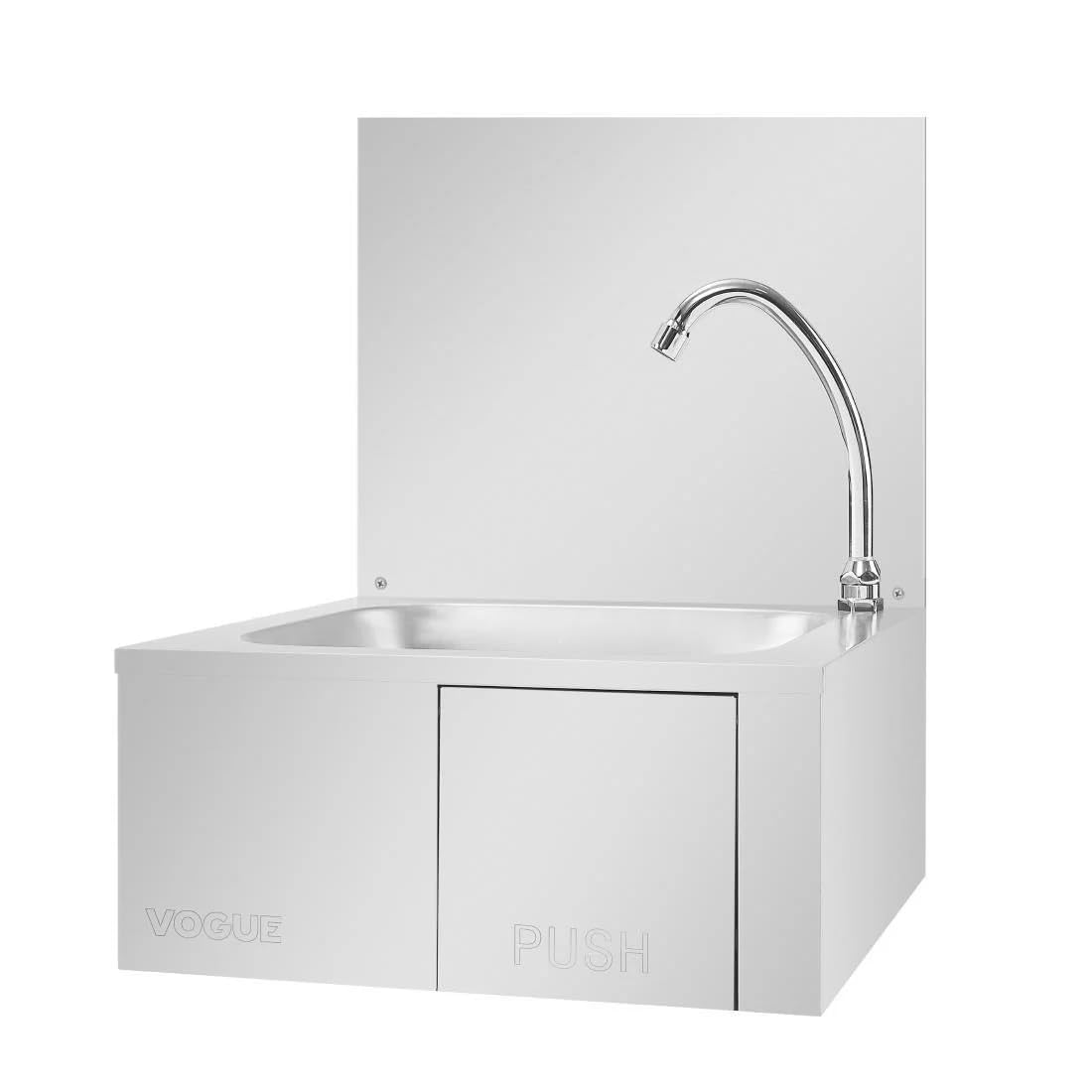 Vogue Knee Operated Sink, Stainless Steel, Size: 495(H) x 440(W) x 345(D)mm, With Splashback - Easy Clean Bowl with Drain Boss, Pre Mixer Valve & Spout, GL280