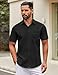 COOFANDY Men's Short Sleeve Dress Shirt Slim Fit Button Down Summer Shirt Black