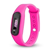  BBestseller Relojes Deportivo Infantil electrónico-Estudiantes Podómetro Reloj de con Pantalla Digital LED Inteligente Pulsera Cronómetro (Rosa Caliente 1)