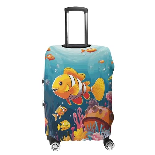 Luggage Cover for Travel Coral Reef with Colorful Fish Fashion Luggage Covers Washable Stretch Suitcases Protector Fits 19-32 Inch Luggage M4