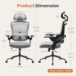 DUMOS Executive Home Office Chair, Ergonomic Computer Desk Chair, Mesh — photo 2 of 6