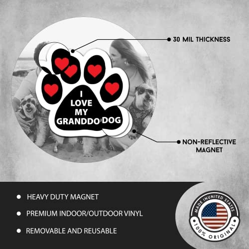 Image of I Love My Granddog with Hearts Pawprint Car Magnet 5 Inch, Dog Lover Gift