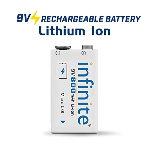 Image of ENVIE (ECR20+AA2800 4PL) Charger for AA & AAA Rechargeable Batteries & Infinite 9V 800 maH Li-ion Rechargeable Battery ERB 9V MU