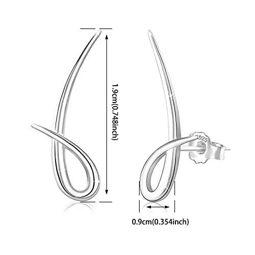 Minimalist Stud Earrings For Women - Sterling Silver Ear Climber Earrings Lightweight Simple Post Earrings Cartilage Curved Bar Earrings Fashion Earrings For Sensitive Ears Gifts For Valentine's Day #TOP5