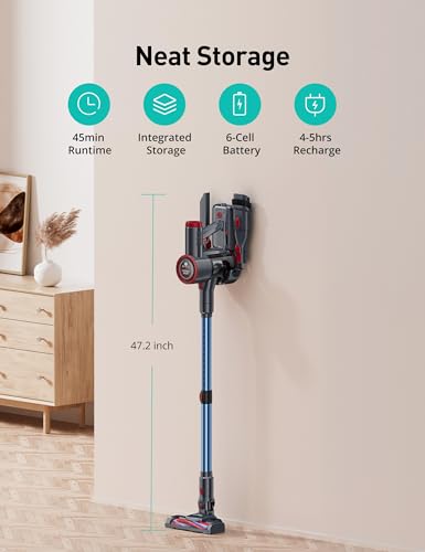 Image of Aspiron Cordless Stick Vacuum Cleaner,550W /55KPA Stick Vacuum for Home, LED Touch Display Screen, 2 Charging Ways,2 HEPA Filter, LED Headlight,Handheld Vacuum for Hard Floor, Carpets, Sofa, Car
