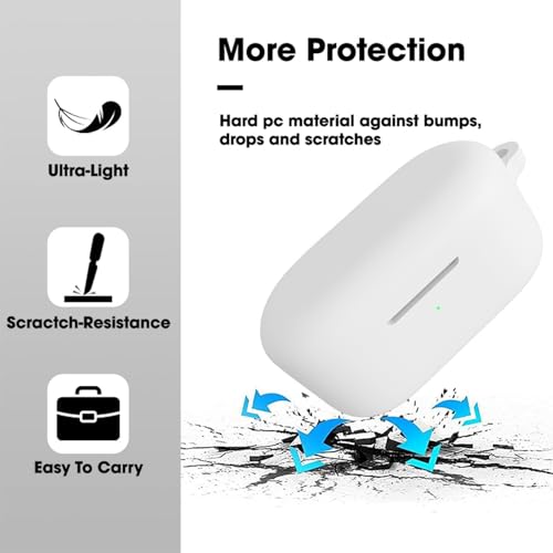 Image of Sounce Silicone Case Cover Compatible with OnePlus Nord Buds 2r Shock Absorbing Protective Skin with Front LED Visible Supports Wireless Charging Anti Dust Plug Secure Fit (White)