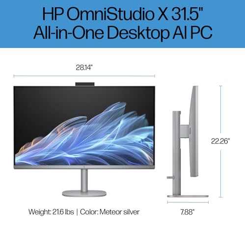 Image of HP OmniStudio X All-in-One Desktop PC 31.5 inch 4K UHD Display | Intel Ultra 7-256V, 16GB LPDDR5X, 8TB PCIe SSD, 5MP IR Webcam, WiFi 6E+BT 5.4, Dual 5W Speakers, Win11 Pro, Wireless KB /Mouse